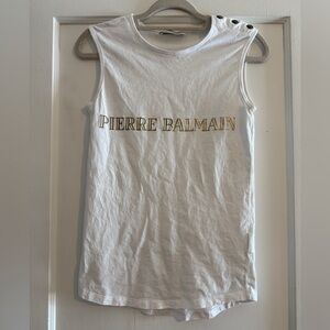 Pierre Balmain Gold Logo Gold Button Shoulder Tank Top Size US S 4/FR 36 $590